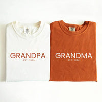 Personalized Grandma Grandpa Shirt, Custom Est Year Tee, First Time Grandparents Reveal Shirt