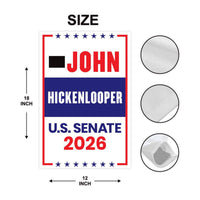 John Hickenlooper For Colorado Senate 2026 Garden Flag, Double Sided, 2026 Senate Flag, Elections Flag, Race Red White & Blue Flag