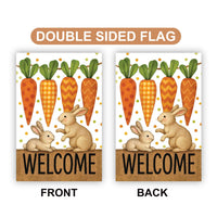 Bunny Carrot Welcome Garden Flag, Easter Rabbits Yard Decor, Spring Carrot Patch Outdoor Decoration, Cute Farmhouse Sign, Happy Easter Flag