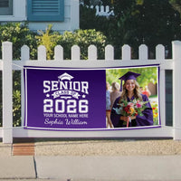 Graduation 2026 Personalized Banner Sign With Photo - 13 Oz Heavy Duty Waterproof Class of 2026, Graduation Vinyl Banner With Metal Grommets