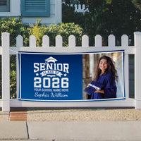 Graduation 2026 Personalized Banner Sign With Photo - 13 Oz Heavy Duty Waterproof Class of 2026, Graduation Vinyl Banner With Metal Grommets