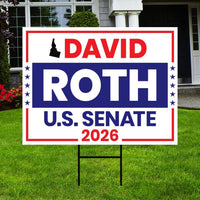 David Roth For Idaho Senate 2026 Yard Sign, Corrugated Plastic Senate Elections, Race Red White & Blue Yard Sign with Metal H-Stake