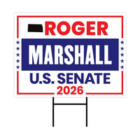 Roger Marshall For Kansas Senate 2026 Yard Sign, Corrugated Plastic Senate Elections, Race Red White & Blue Yard Sign with Metal H-Stake