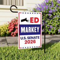 Ed Markey For Massachusetts Senate 2026 Garden Flag, Double Sided, 2026 Senate Flag, Elections Flag, Anti-Trump, Race Red White & Blue Flag