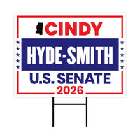 Cindy Hyde-Smith For Mississippi Senate 2026 Yard Sign, Corrugated Senate Elections, Race Red White & Blue Yard Sign with Metal H-Stake