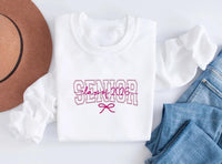 Senior Class of 2026 Embroidered Sweatshirt, Cute Graduation Hoodie with Bow, Senior Year Shirt, Coquette Shirt, Back to School Gift