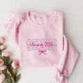 Senior Class of 2026 Embroidered Sweatshirt, Cute Graduation Hoodie with Bow, Senior Year Shirt, Coquette Shirt, Back to School Gift