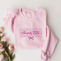 Senior Class of 2026 Embroidered Sweatshirt, Cute Graduation Hoodie with Bow, Senior Year Shirt, Coquette Shirt, Back to School Gift