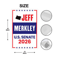Jeff Merkley For Oregon Senate 2026 Garden Flag, Double Sided, 2026 Senate Flag, Elections Flag, Anti-Trump Sign, Race Red White & Blue Flag