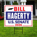 Bill Hagerty For Tennessee Senate 2026 Yard Sign, Corrugated Plastic Senate Elections, Race Red White & Blue Yard Sign with Metal H-Stake