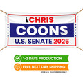 Chris Coons For Delaware U.S. Senate Banner Sign, 13 oz Waterproof US Senate Election 2026, Democrate Vinyl Banner With Metal Grommets