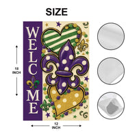 Mardi Gras Welcome Garden Flag, Festive Fleur De Lis Yard Flag Decor, New Orleans Carnival Outdoor Decoration, Fat Tuesday Parade Flag