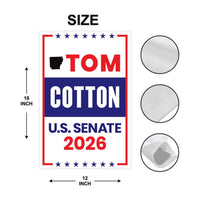 Tom Cotton For Arkansas Senate 2026 Garden Flag, Double Sided, 2026 Senate Flag, Elections Flag, Race Red White & Blue Flag