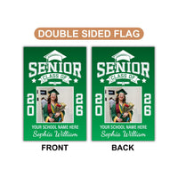 Personalized Senior Photo Garden Flag, Double-Sided Graduation Class of 2026 Yard Sign, Custom School, University Logo, Celebration Flag