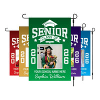 Personalized Senior Photo Garden Flag, Double-Sided Graduation Class of 2026 Yard Sign, Custom School, University Logo, Celebration Flag