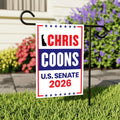 Chris Coons For Delaware Senate 2026 Garden Flag, Double Sided, 2026 Senate Flag, Elections Flag, Anti-Trump Sign, Race Red White Blue Flag
