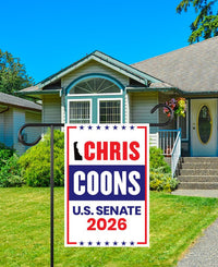 Chris Coons For Delaware Senate 2026 Garden Flag, Double Sided, 2026 Senate Flag, Elections Flag, Anti-Trump Sign, Race Red White Blue Flag