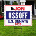 Jon Ossoff For Georgia Senate 2026 Yard Sign, Corrugated Plastic Senate Elections, Race Red White & Blue Yard Sign with Metal H-Stake