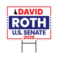 David Roth For Idaho Senate 2026 Yard Sign, Corrugated Plastic Senate Elections, Race Red White & Blue Yard Sign with Metal H-Stake