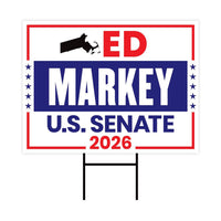Ed Markey For Massachusetts Senate 2026 Yard Sign, Corrugated Plastic Senate Elections, Race Red White & Blue Yard Sign with Metal H-Stake
