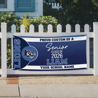 Graduation 2026 Personalized Banner With Mascot, Class of 2026 Vinyl Graduation Sign, Heavy Duty Waterproof Grad Announcement With Grommets