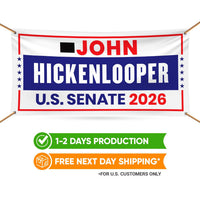 John Hickenlooper For Colorado U.S. Senate Banner Sign, 13 oz Waterproof US Senate Election 2026, Democrate Vinyl Banner With Metal Grommets