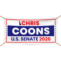 Chris Coons For Delaware U.S. Senate Banner Sign, 13 oz Waterproof US Senate Election 2026, Democrate Vinyl Banner With Metal Grommets