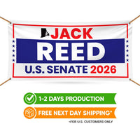 Jack Reed For Rhode Island U.S. Senate Banner Sign, 13 oz Waterproof US Senate Election 2026, Democratic Vinyl Banner With Metal Grommets