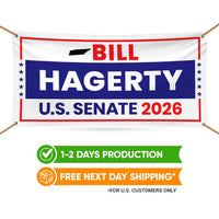 Bill Hagerty For Tennessee U.S. Senate Banner Sign, 13 oz Waterproof US Senate Election 2026, Republican Vinyl Banner With Metal Grommets
