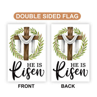 He Is Risen Cross Garden Flag, Christian Easter Yard Flag, Religious Spring Garden Decor, Faith Outdoor Lawn Flag, Resurrection Porch Flag