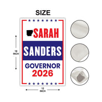 Sarah Huckabee Sanders For Arkansas Governor 2026 Garden Flag, Double Sided, 2026 Governor Flag, Elections Flag, Race Red White & Blue Flag