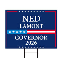 Ned Lamont For Connecticut Governor 2026 Yard Sign, Corrugated Plastic Governor Elections Race Red White & Blue Yard Sign with Metal H-Stake