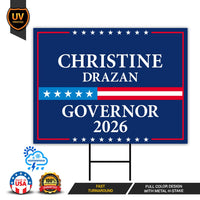Christine Drazan For Oregon Governor 2026 Yard Sign, Corrugated Plastic Governor Elections Race Red White Blue Yard Sign with Metal H-Stake