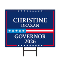 Christine Drazan For Oregon Governor 2026 Yard Sign, Corrugated Plastic Governor Elections Race Red White Blue Yard Sign with Metal H-Stake