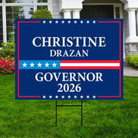 Christine Drazan For Oregon Governor 2026 Yard Sign, Corrugated Plastic Governor Elections Race Red White Blue Yard Sign with Metal H-Stake