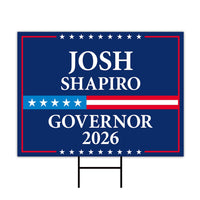 Josh Shapiro For Pennsylvania Governor 2026 Yard Sign, Corrugated Governor Elections Race Red White & Blue Yard Sign with Metal H-Stake