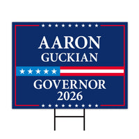 Aaron Guckian For Rhode Island Governor 2026 Yard Sign, Corrugated Governor Elections Race Red White & Blue Yard Sign with Metal H-Stake
