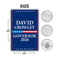 David Crowley For Wisconsin Governor 2026 Garden Flag, Double Sided, 2026 Governor Flag, Elections Flag, Race Red White & Blue Flag
