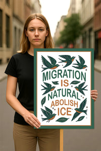 Abolish ICE No One Is Illegal Protest Sign, No Kings In America, Anti-Trump Resistance Political Protest Poster, Resist Fascism Rally Sign