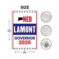 Ned Lamont For Connecticut Governor 2026 Garden Flag, Double Sided, 2026 Governor Flag, Democrate, Elections Flag, Race Red White Blue Flag