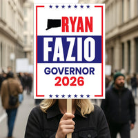 Ryan Fazio For Connecticut Governor 2026 Election Sign, Political Campaign Sign, Republican party, Governor Election 2026 Race Poster Sign