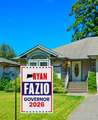 Ryan Fazio For Connecticut Governor 2026 Garden Flag, Double Sided, 2026 Governor Flag, Elections Flag, Race Red White & Blue Flag