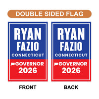 Ryan Fazio For Connecticut Governor 2026 Garden Flag, Double Sided, 2026 Governor Flag, Elections Flag, Race Red White & Blue Flag