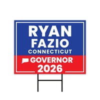 Ryan Fazio For Connecticut Governor 2026 Yard Sign, Corrugated Plastic Governor Elections Race Red White & Blue Yard Sign with Metal H-Stake