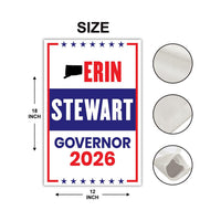 Erin Stewart For Connecticut Governor 2026 Garden Flag, Double Sided, 2026 Governor Flag, Elections Flag, Race Red White & Blue Flag