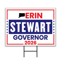 Erin Stewart For Connecticut Governor 2026 Yard Sign, Corrugated Plastic Governor Elections Race Red White Blue Yard Sign with Metal H-Stake