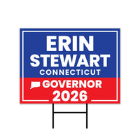 Erin Stewart For Connecticut Governor 2026 Yard Sign, Corrugated Plastic Governor Elections Race Red White Blue Yard Sign with Metal H-Stake