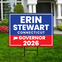 Erin Stewart For Connecticut Governor 2026 Yard Sign, Corrugated Plastic Governor Elections Race Red White Blue Yard Sign with Metal H-Stake