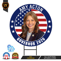 Amy Acton For Ohio Governor 2026 Yard Sign, Corrugated Plastic Governor Elections Race Red White & Blue Yard Sign with Metal H-Stake