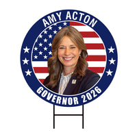 Amy Acton For Ohio Governor 2026 Yard Sign, Corrugated Plastic Governor Elections Race Red White & Blue Yard Sign with Metal H-Stake